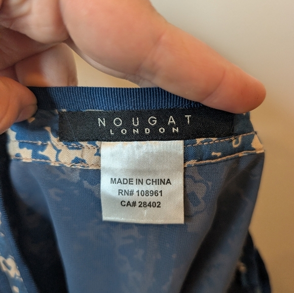 100% Silk Nougat London Blue Beige A Line Flowy Skirt Women's Large - Picture 3 of 10